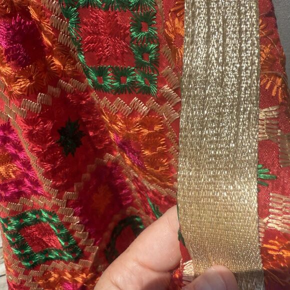 Zamour Saree Wrap Embroidered Bright Jewel Tone - Picture 9 of 12
